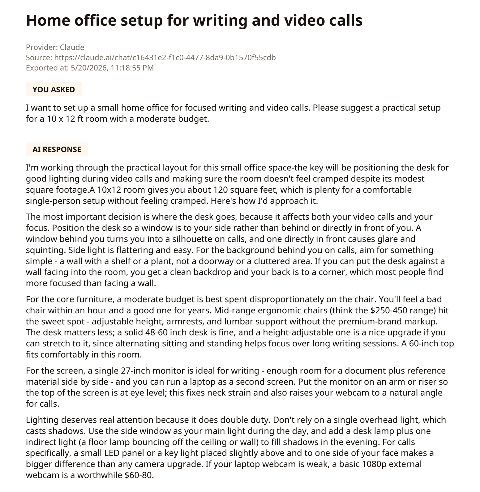 Claude PDF export preview